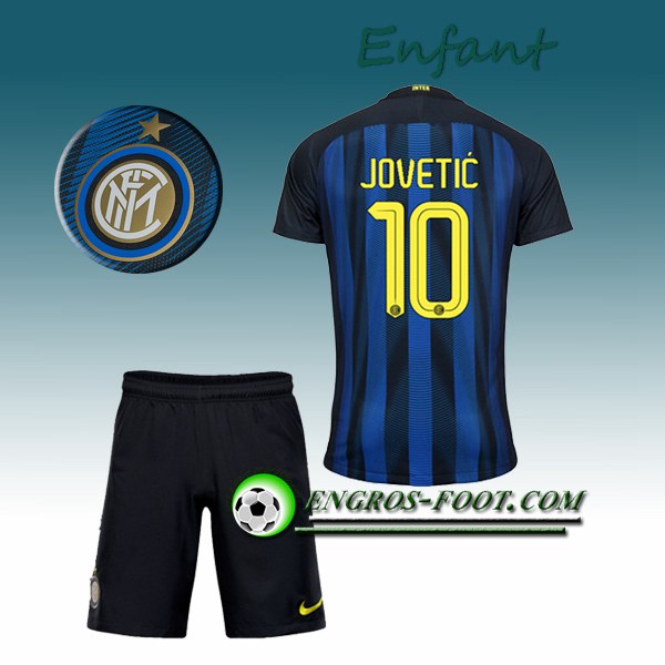 Engros-foot: Ensemble Maillot Foot Inter Milan Enfant JOVETIC 10 Domicile 2016 2017 Bleu/Noir Thailande