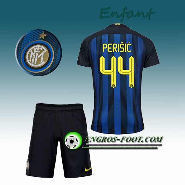 Engros-foot: Ensemble Maillot Foot Inter Milan Enfant PERISIC 44 Domicile 2016 2017 Bleu/Noir Thailande