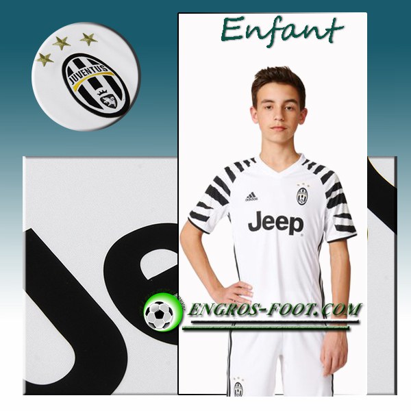 Engros-foot: Ensemble Maillot Foot Juventus Enfant Third 2016 2017 Blanc Thailande