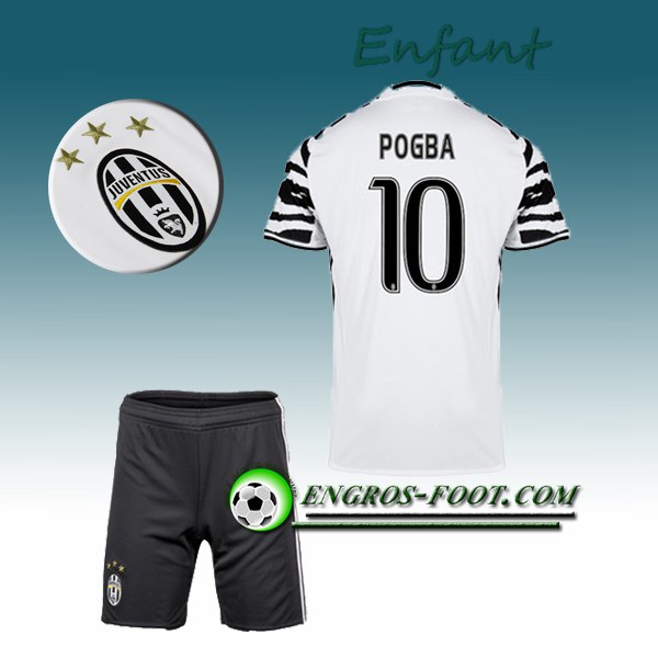 Engros-foot: Ensemble Maillot Foot Juventus Enfant POGBA 10 Third 2016 2017 Blanc Thailande