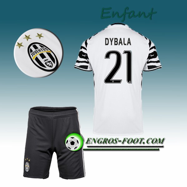 Engros-foot: Ensemble Maillot Foot Juventus Enfant DYBALA 21 Third 2016 2017 Blanc Thailande