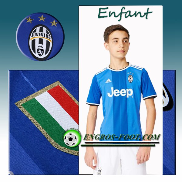 Engros-foot: Ensemble Maillot Foot Juventus Enfant Exterieur 2016 2017 Bleu Thailande