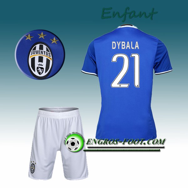 Engros-foot: Ensemble Maillot Foot Juventus Enfant DYBALA 21 Exterieur 2016 2017 Bleu Thailande