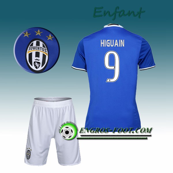 Engros-foot: Ensemble Maillot Foot Juventus Enfant HIGUAIN 9 Exterieur 2016 2017 Bleu Thailande