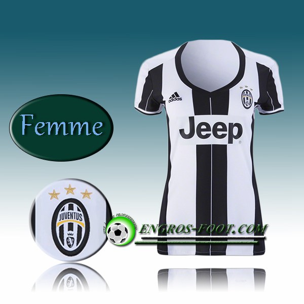 Engros-foot: Jeu Maillot de Foot Juventus Femme Domicile 2016 2017 Blanc/Noir Thailande