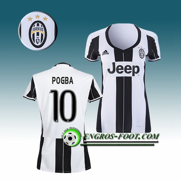 Engros-foot: Jeu Maillot de Foot Juventus Femme POGBA 10 Domicile 2016 2017 Blanc/Noir Thailande