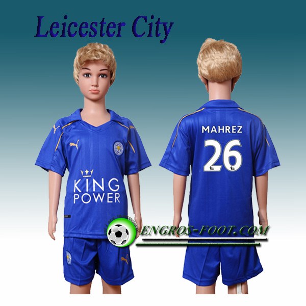 Engros-foot: Ensemble Maillot Foot Leicester City Enfant MAHREZ 26 Domicile 2016 2017 Bleu Thailande