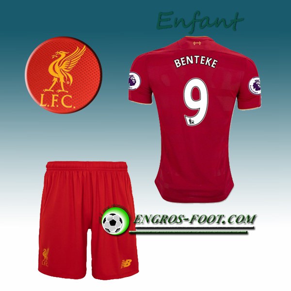 Engros-foot: Ensemble Maillot Foot Liverpool Enfant BENTEKE 9 Domicile 2016 2017 Rouge Thailande