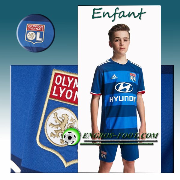 Engros-foot: Ensemble Maillot Foot Lyon OL Enfant Exterieur 2016 2017 Bleu Thailande