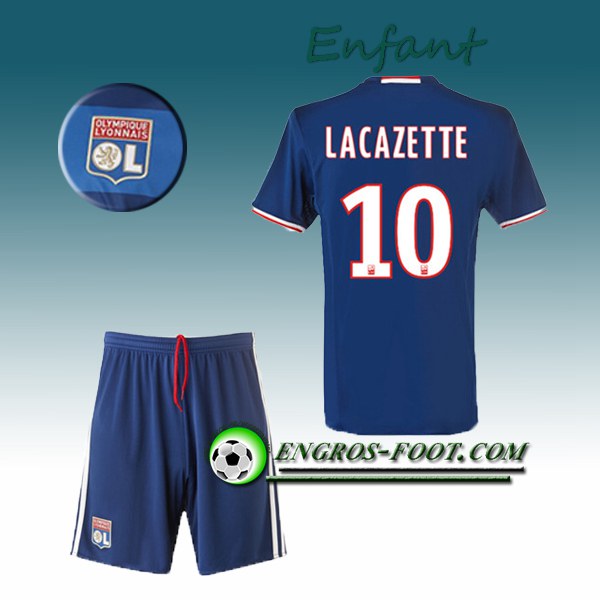 Engros-foot: Ensemble Maillot Foot Lyon OL Enfant LACAZETTE 10 Exterieur 2016 2017 Bleu Thailande