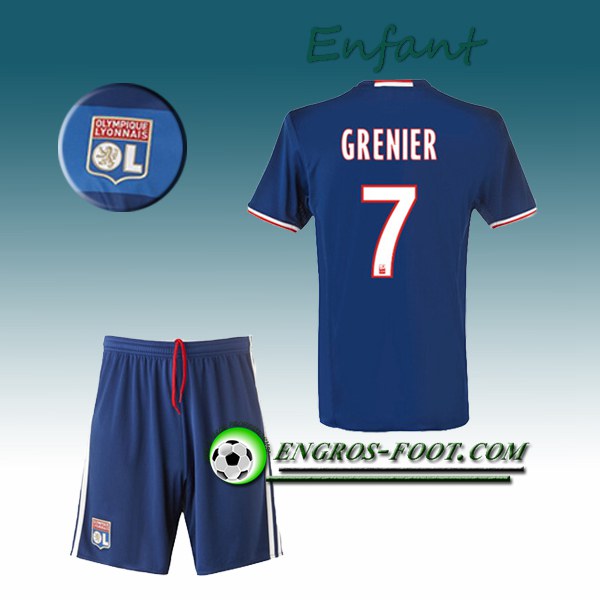 Engros-foot: Ensemble Maillot Foot Lyon OL Enfant TOLISSO 8 Exterieur 2016 2017 Bleu Thailande