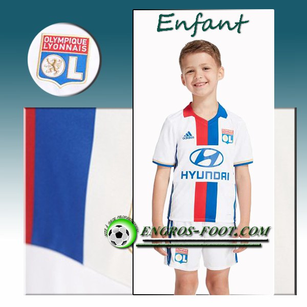 Engros-foot: Ensemble Maillot Foot Lyon OL Enfant Domicile 2016 2017 Blanc Thailande