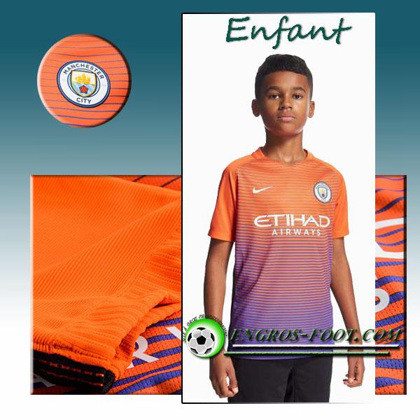 Engros-foot: Ensemble Maillot Foot Manchester City Enfant Third 2016 2017 Orange/Pourpre Thailande