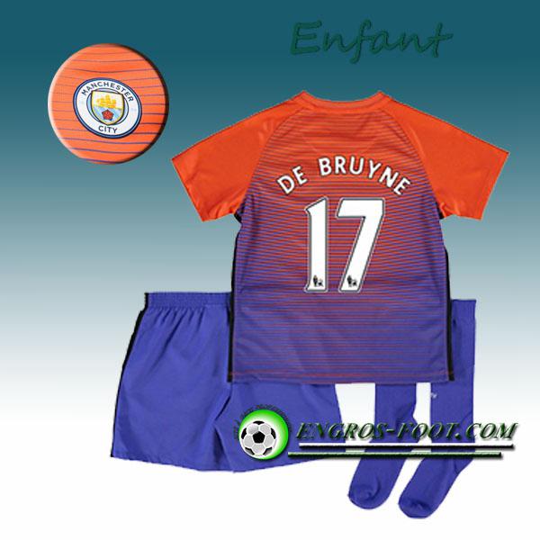 Engros-foot: Ensemble Maillot Foot Manchester City Enfant DE BRUYNE 17 Third 2016 2017 Orange/Pourpre Thailande