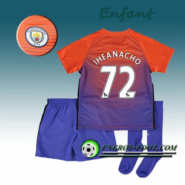 Engros-foot: Ensemble Maillot Foot Manchester City Enfant IHEANACHO 72 Third 2016 2017 Orange/Pourpre Thailande