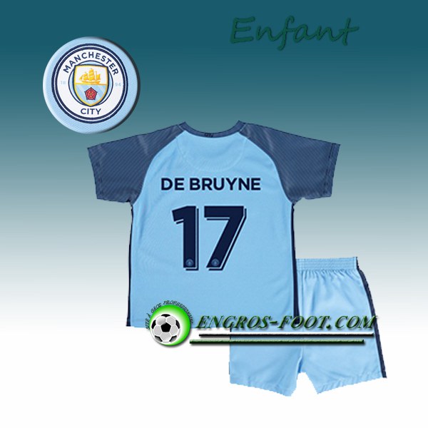 Engros-foot: Ensemble Maillot Foot Manchester City Enfant DE BRUYNE 17 Domicile 2016 2017 Bleu Ciel Thailande