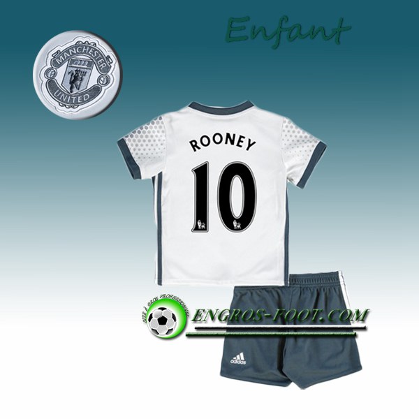 Engros-foot: Ensemble Maillot Foot Manchester United Enfant ROONEY 10 Third 2016 2017 Blanc Thailande