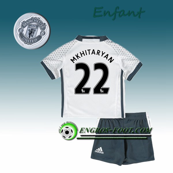 Engros-foot: Ensemble Maillot Foot Manchester United Enfant Mkhitaryan 22 Third 2016 2017 Blanc Thailande