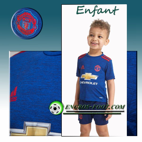 Engros-foot: Ensemble Maillot Foot Manchester United Enfant Exterieur 2016 2017 Blanc Thailande