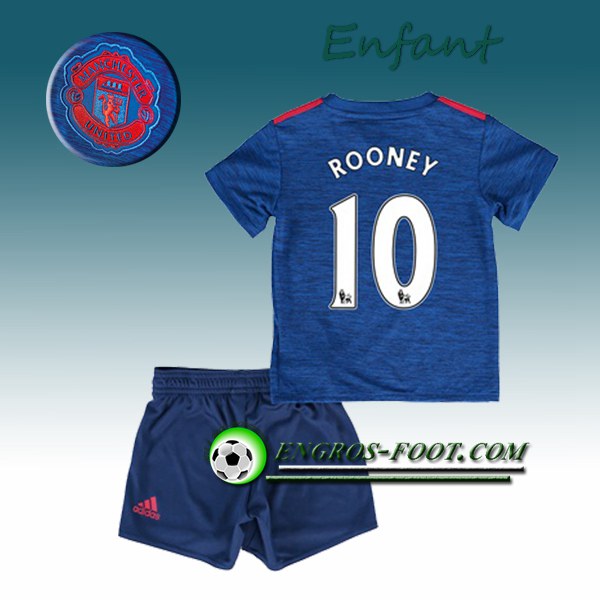 Engros-foot: Ensemble Maillot Foot Manchester United Enfant ROONEY 10 Exterieur 2016 2017 Blanc Thailande