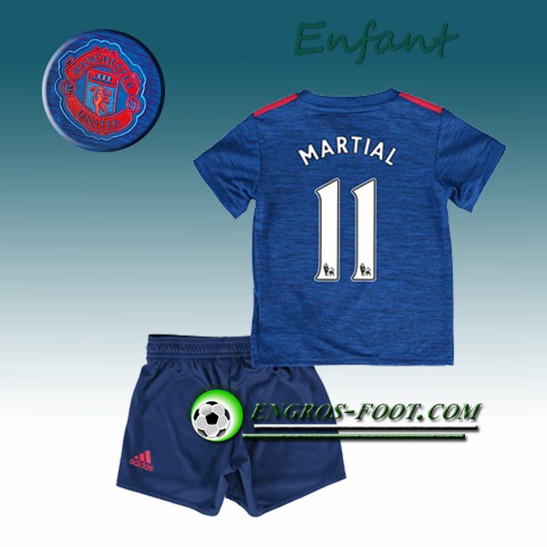 Engros-foot: Ensemble Maillot Foot Manchester United Enfant MARTIAL 11 Exterieur 2016 2017 Blanc Thailande