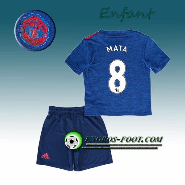 Engros-foot: Ensemble Maillot Foot Manchester United Enfant MATA 8 Exterieur 2016 2017 Blanc Thailande