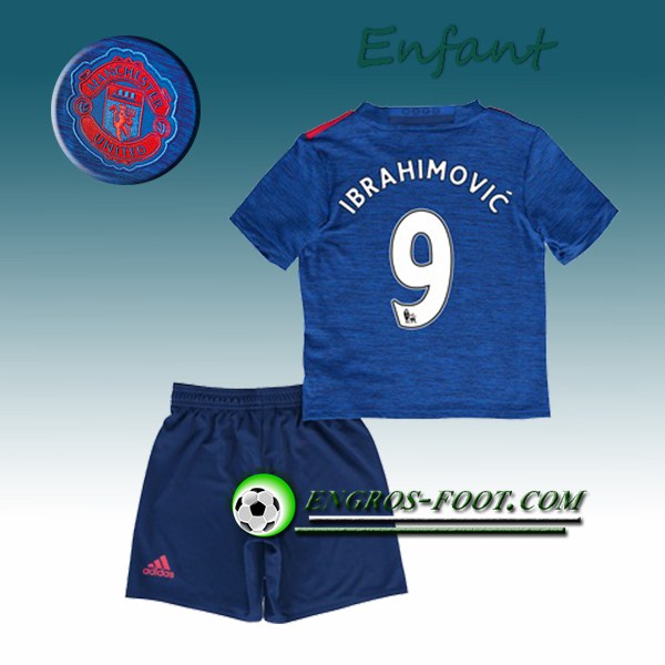 Engros-foot: Ensemble Maillot Foot Manchester United Enfant Ibrahimovic 9 Exterieur 2016 2017 Blanc Thailande