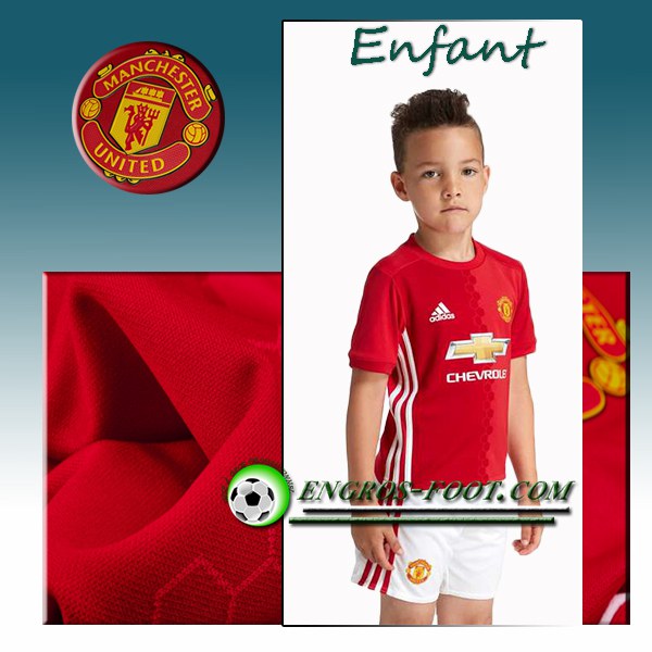 Engros-foot: Ensemble Maillot Foot Manchester United Enfant Domicile 2016 2017 Rouge Thailande