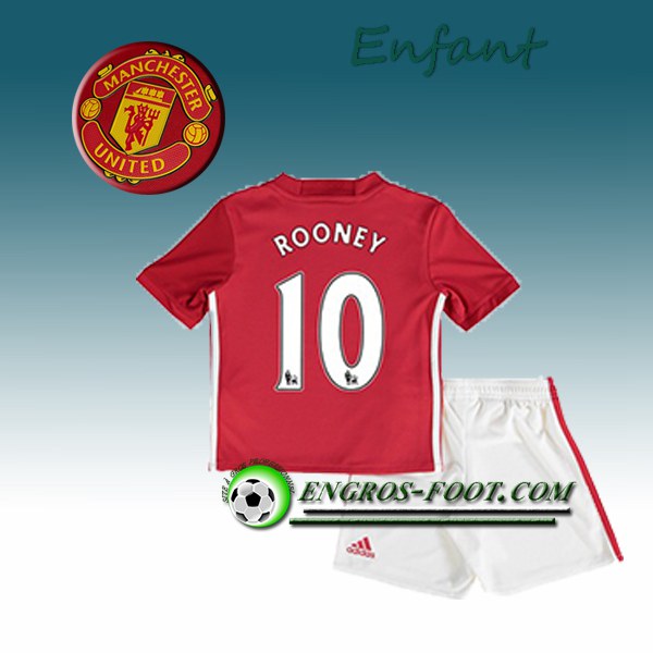 Engros-foot: Ensemble Maillot Foot Manchester United Enfant ROONEY 10 Domicile 2016 2017 Rouge Thailande