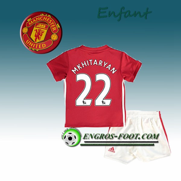 Engros-foot: Ensemble Maillot Foot Manchester United Enfant Mkhitaryan 22 Domicile 2016 2017 Rouge Thailande