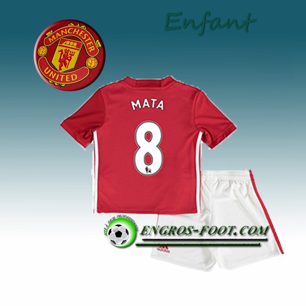 Engros-foot: Ensemble Maillot Foot Manchester United Enfant MATA 8 Domicile 2016 2017 Rouge Thailande