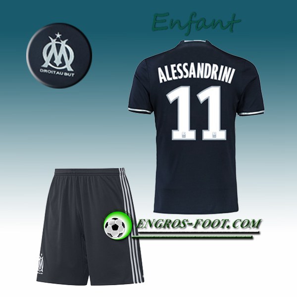 Engros-foot: Ensemble Maillot Foot Marseille OM Enfant ALESSANDRINI 11 Exterieur 2016 2017 Noir Thailande