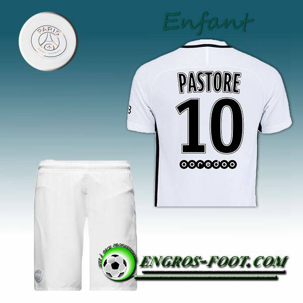 Engros-foot: Ensemble Maillot Foot PSG Enfant PASTORE 10 Third 2016 2017 Blanc Thailande