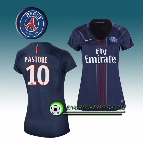 Engros-foot: Jeu Maillot de Foot PSG Femme PASTORE 10 Domicile 2016 2017 Bleu Thailande