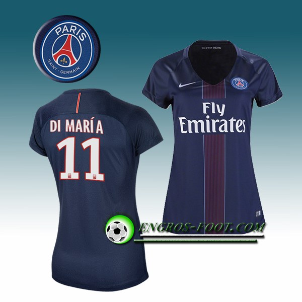 Engros-foot: Jeu Maillot de Foot PSG Femme DI MARIA 11 Domicile 2016 2017 Bleu Thailande