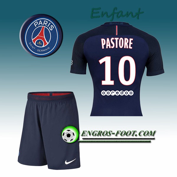 Engros-foot: Ensemble Maillot Foot PSG Enfant PASTORE 10 Domicile 2016 2017 Bleu Thailande