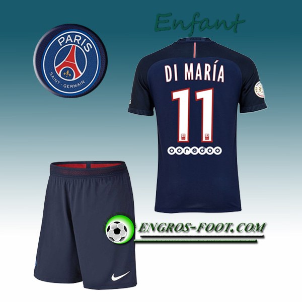 Engros-foot: Ensemble Maillot Foot PSG Enfant DI MARIA 11 Domicile 2016 2017 Bleu Thailande