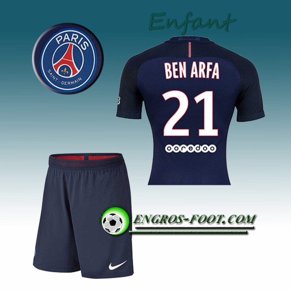 Engros-foot: Ensemble Maillot Foot PSG Enfant BEN ARFA 21 Domicile 2016 2017 Bleu Thailande