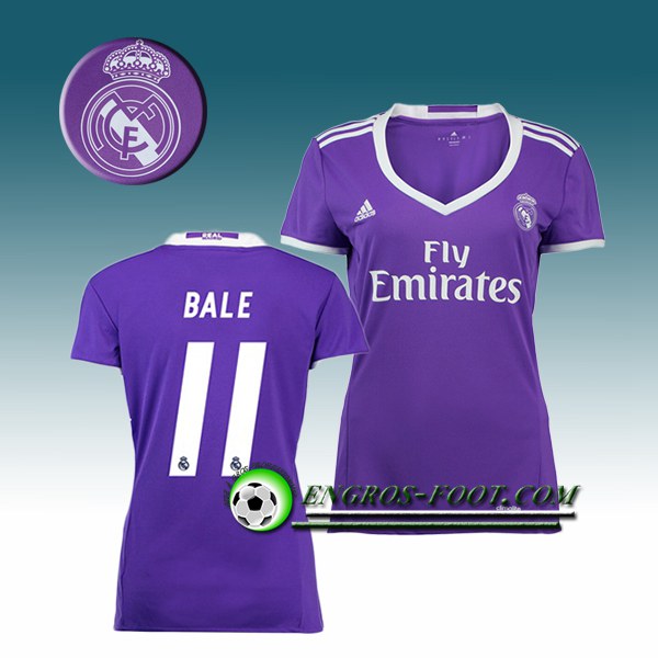 Engros-foot: Jeu Maillot de Foot FC Real Madrid Femme BALE 11 Exterieur 2016 2017 Pourpre Thailande