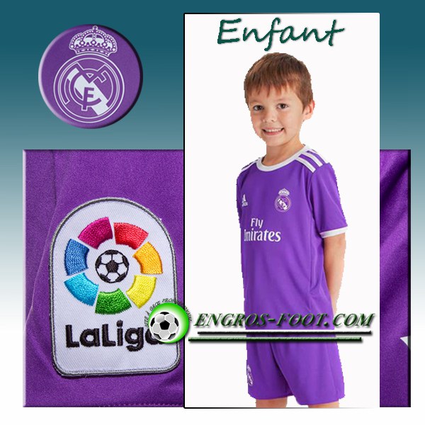 Engros-foot: Ensemble Maillot Foot Real Madrid Enfant Exterieur 2016 2017 Pourpre Thailande