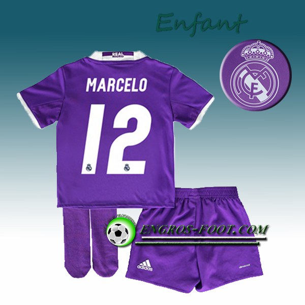 Engros-foot: Ensemble Maillot Foot Real Madrid Enfant MARCELO 12 Exterieur 2016 2017 Pourpre Thailande