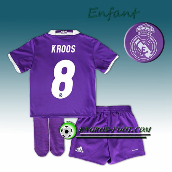 Engros-foot: Ensemble Maillot Foot Real Madrid Enfant KROOS 8 Exterieur 2016 2017 Pourpre Thailande