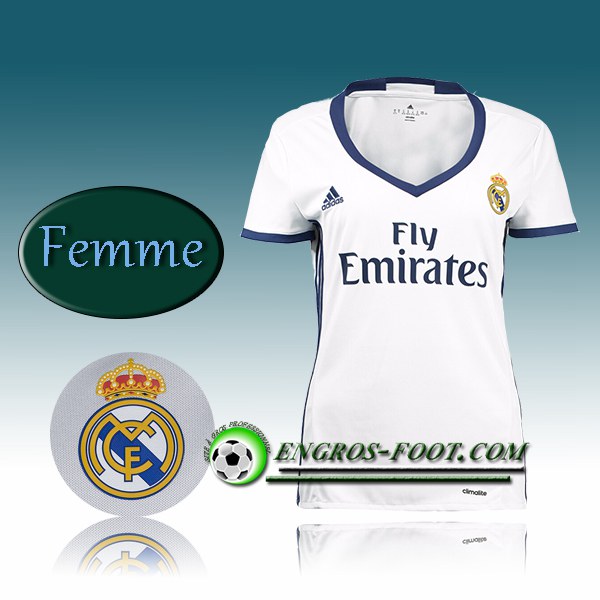 Engros-foot: Jeu Maillot de Foot FC Real Madrid Femme Domicile 2016 2017 Blanc Thailande