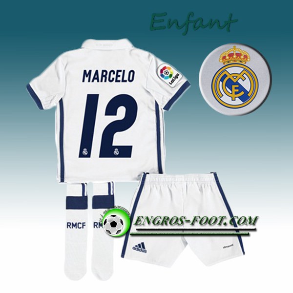 Engros-foot: Ensemble Maillot Foot Real Madrid Enfant MARCELO 12 Domicile 2016 2017 Blanc Thailande