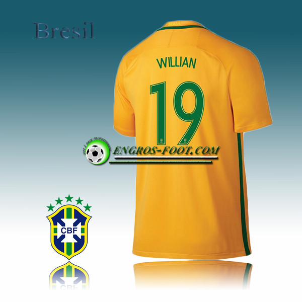 Engros-foot: Maillot Equipe de Bresil Foot Domicile 16 17 - WILLIAN 19