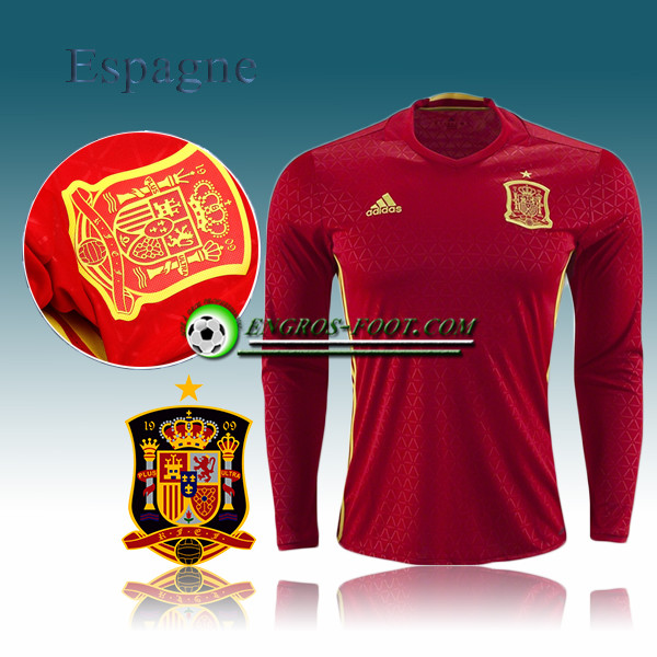 Engros-foot: Maillot Foot Manche Longue Espagne Domicile 2016-17 Thailande