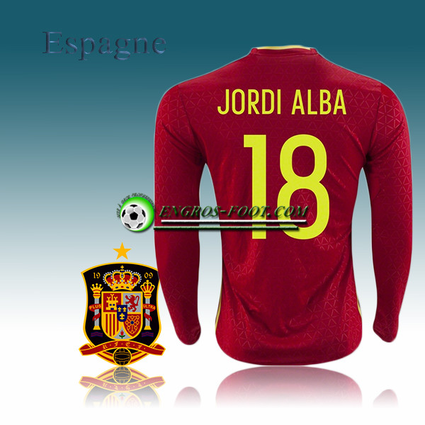 Engros-foot: Maillot Foot Manche Longue Espagne Domicile 16-17 - JORDI ALBA 18