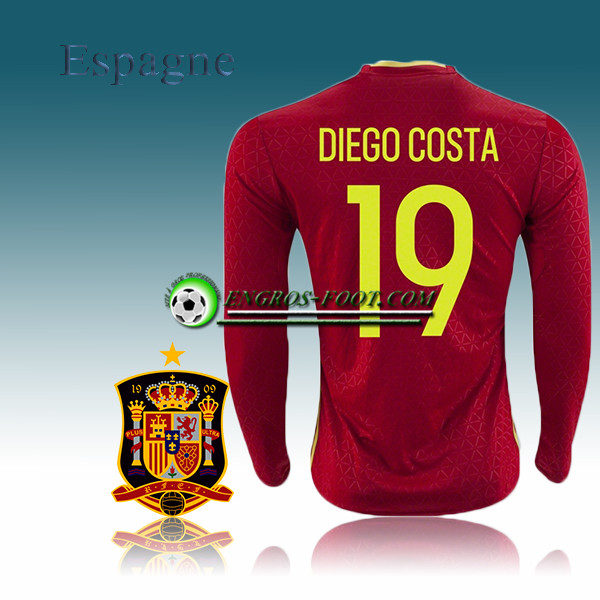 Engros-foot: Maillot Foot Manche Longue Espagne Domicile 2016 2017 - DIEGO COSTA 19