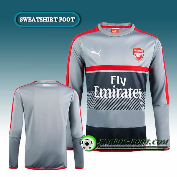 Engros-foot: Sweatshirt Training Arsenal Noir/Gris/Rouge 2016 2017 Thailande