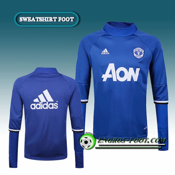 Engros-foot: Sweatshirt Training Manchester United Bleu/Marine/Blanc 2016 2017 Thailande